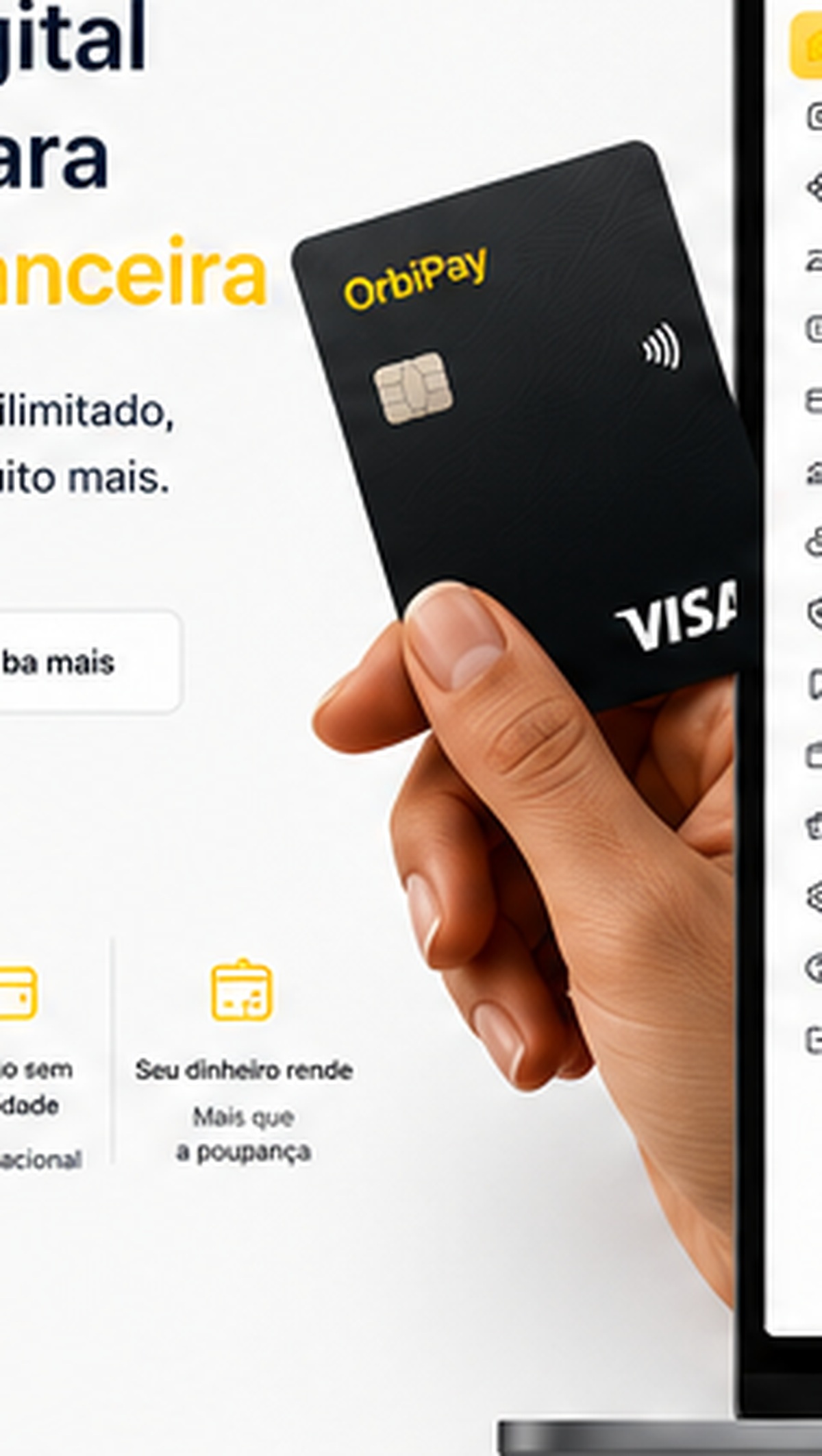 Pessoa segurando cartão preto OrbiPay